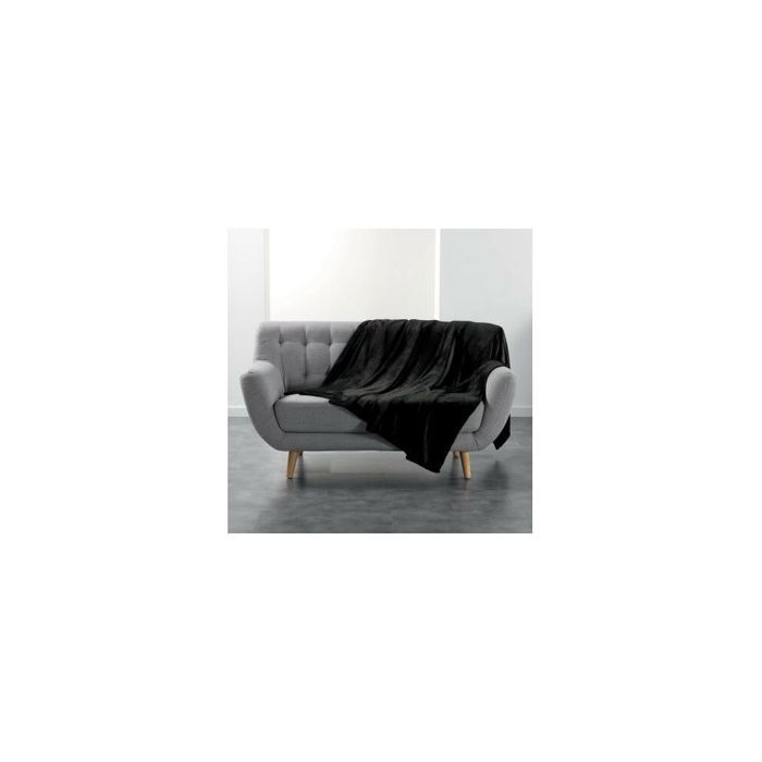 Plaid polaire - DOUCEUR DINTERIEUR - Flanou - 180 x 220 cm - Noir - Polyester 100%