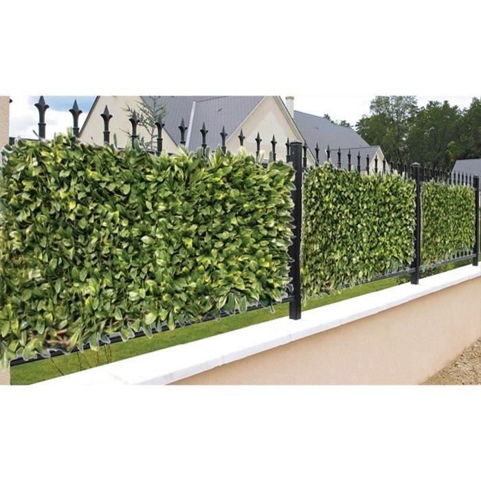 Haie artificielle Laurier feuillage toutes faces - intérieur - L.90xH.120cm vert