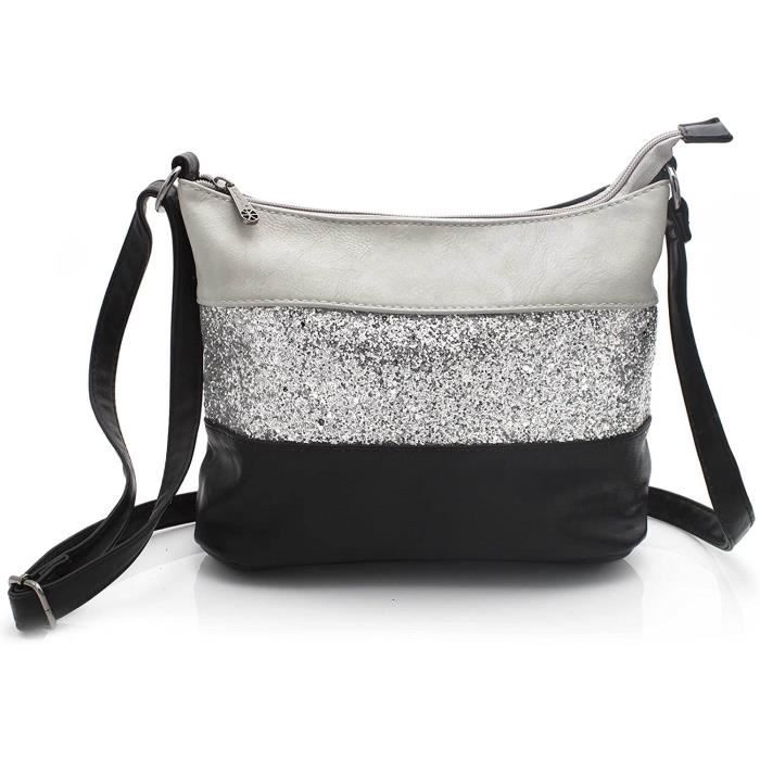 Gallantry Sac Bandouli re Paillettes Femme Multicolore Gris