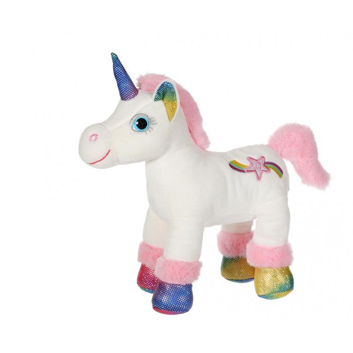 Peluche Licorne Lica Bella Sparkle sonore blanche et rose 30