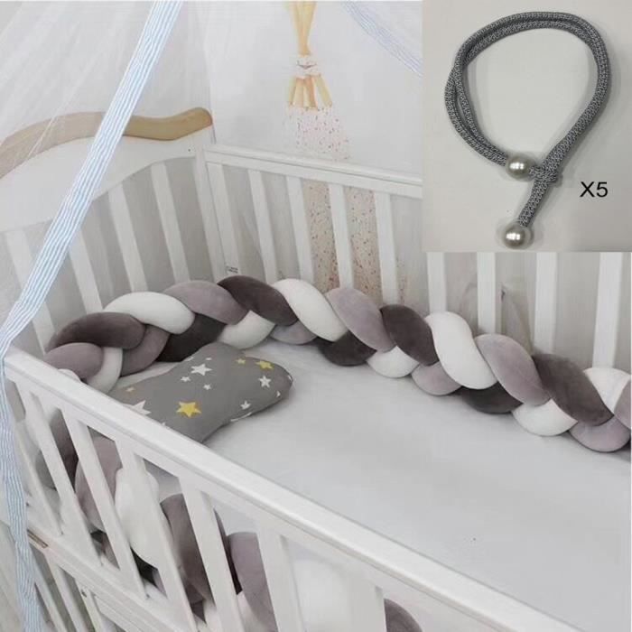 Tour de lit bebe 300 cm - tour de lit tresse bebe fille et les garçon  coussin serpent bébé Gris - Cdiscount Puériculture & Eveil bébé