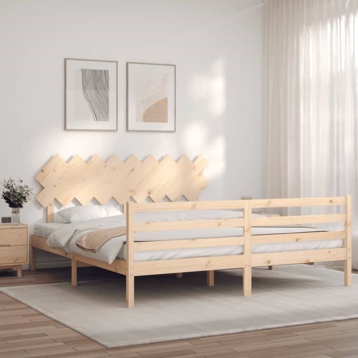 cadre de lit en bois massif keenso super king a3195301 yn013 - blanc - campagne - 180x200 cm