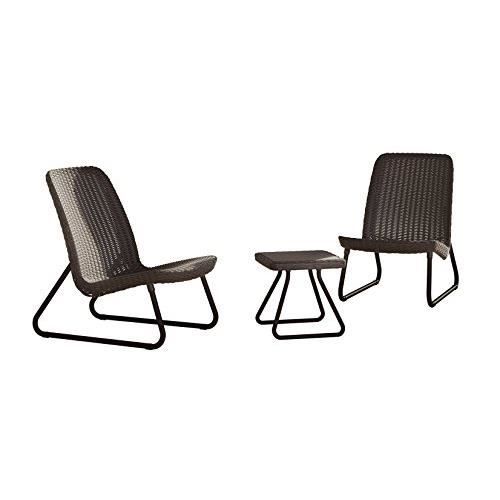 Keter Corfou Lounge Set Outdoor 4 places en rotin Meubles de jardin table chaises Set 