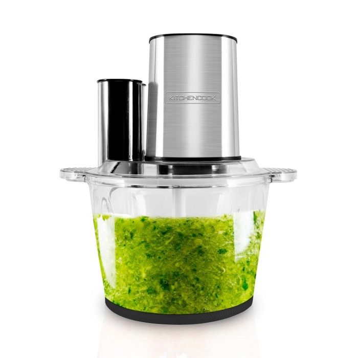 Kitchencook - Hachoir Inox Multifonction 5en1 - 600w - Capacité (3l) - 4 Lames - Fouet - Spatule - Bol Mélangeur En Verre - Kitchencook