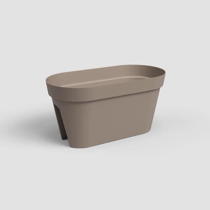 Jardinière balcon CAPRI - Plastique - Gris taupe - Ovale - 30 x 60 x H 30 cm - ARTEVASI