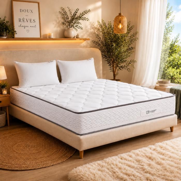 Matelas 140x190 cmIris20 cmmémoire de formefermeface été/hiver + 2 oreillers