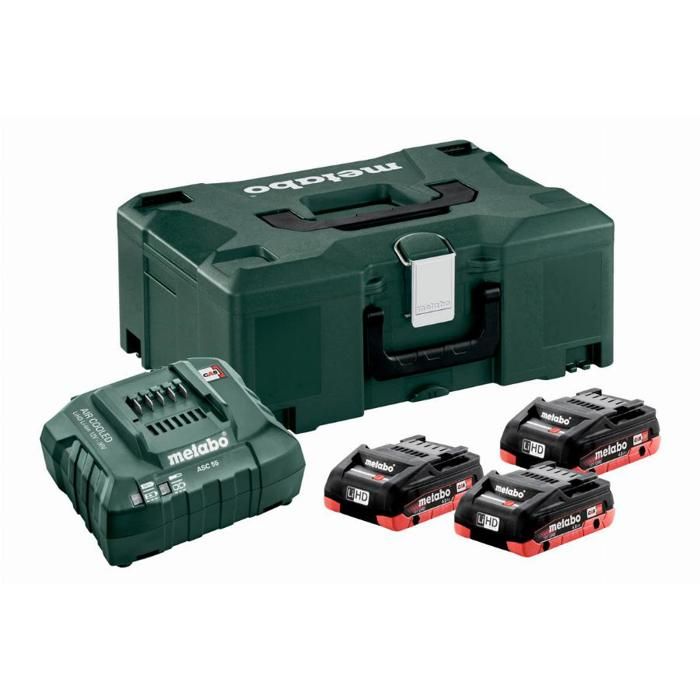 Set de base Metabo 3 batteries LiHD 18V4 0Ah + chargeur ASC 30 36V + Metaloc II