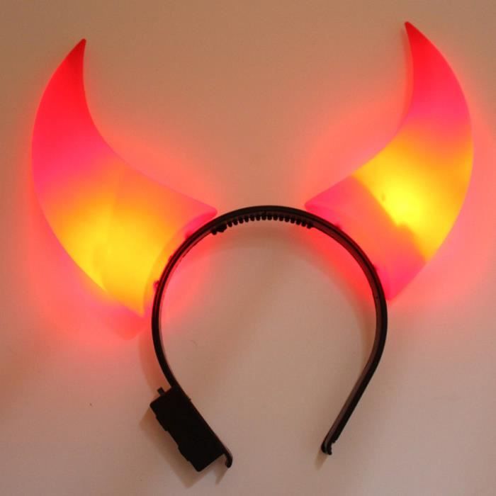 ifundom Serre-tête lumineux à LED avec cornes de diable et cornes de diable pour Halloween Rose