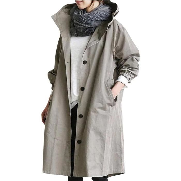 Manteau Long Femme Hiver En Laine | Trench Coat Élégant à Double Boutonnage & Ceinture | Mi-long
