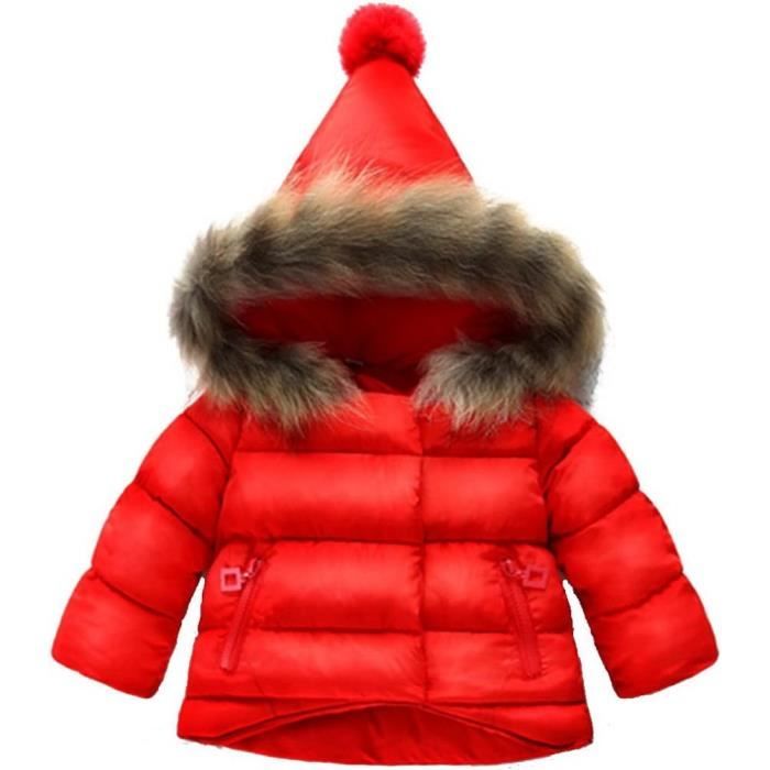 Manteau D'hiver Fille Matelassé Avec Perles Et Capuche - Coupe-vent, Fermeture éclair, Tailles 6 Mois à 4 Ans