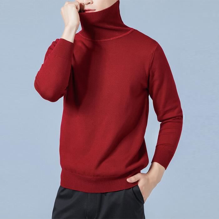 Pull Homme Col Roulé 100% Cachemire - Automne/Hiver - Coupe Ajustée - Couleurs Classiques (Noir, Gris, Kaki, Etc.)