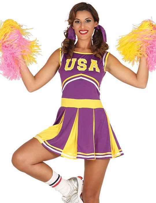 Déguisement pompom girl USA violet et jaune femme - Marque - Modèle - Couleur(s) - Genre - Type de public