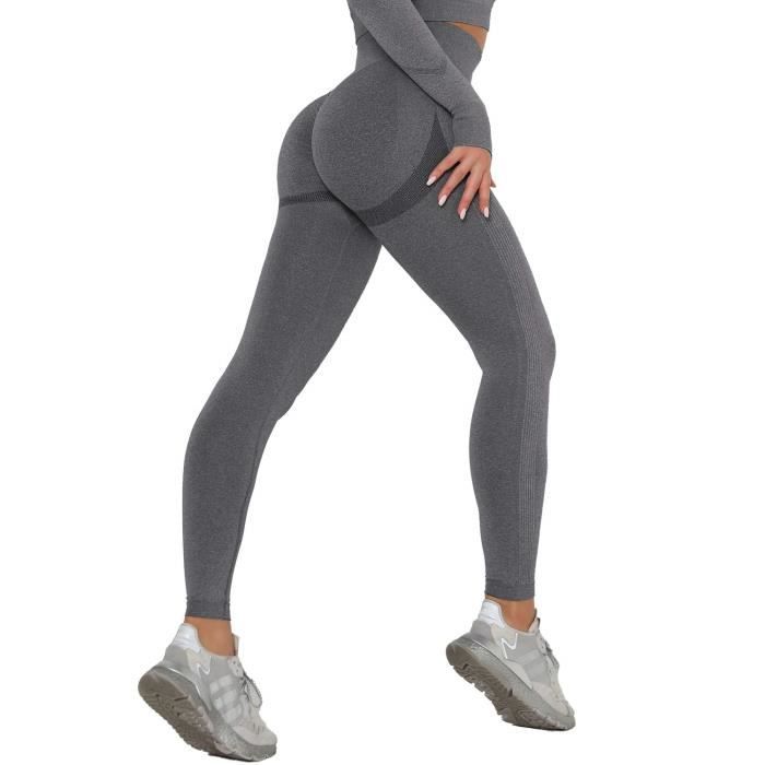 CMTOP Legging Sport Femme Pantalon sans Couture Push Up de Compression Elastique Legging de Compression Confortable