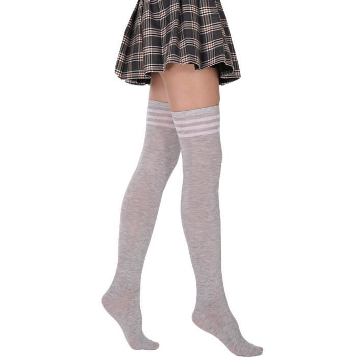 Chaussettes Hautes Genou/ Cuisse E G Smith Côtelées Grises - Taille Unique, Neuves