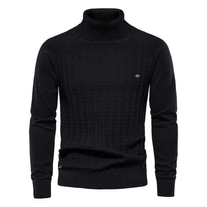 Sous Pull Col Roulé Homme en Maille Slim Fit Classique Automne