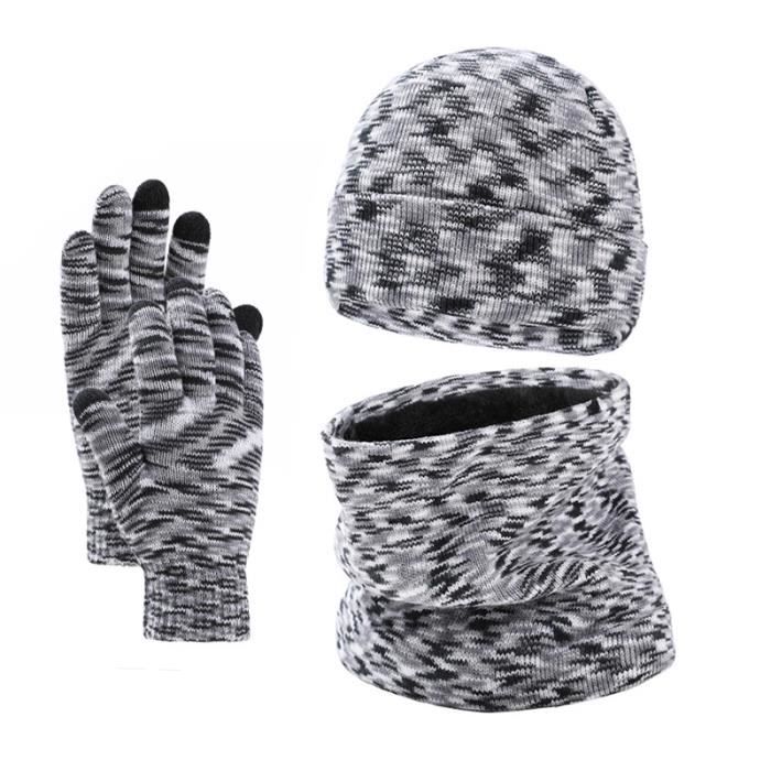 Ensemble Bonnet, Écharpe Et Gants Enfant - Tricoté Rayé, Doublure Polaire - Pour Garçons Et Filles 3-6 Ans