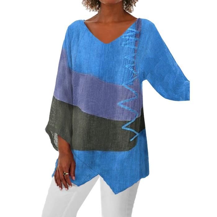 Chemisier Rayé Violet En Coton – Manches Longues Boutonnées – Taille 50-52 – Occasion TBE
