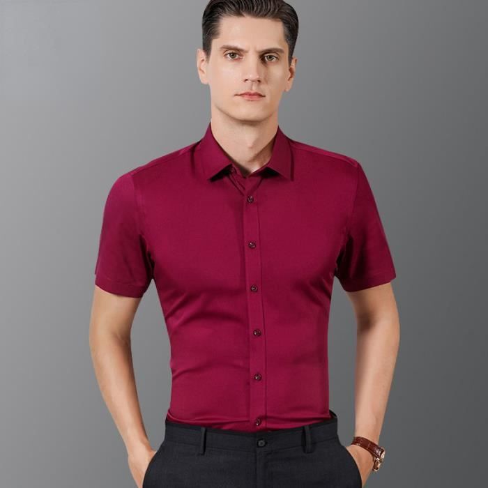 Chemise extensible à manches courtes sans repassage - Bleu Ciel Chemise extensible à manches courtes sans repassage - Bleu Ciel