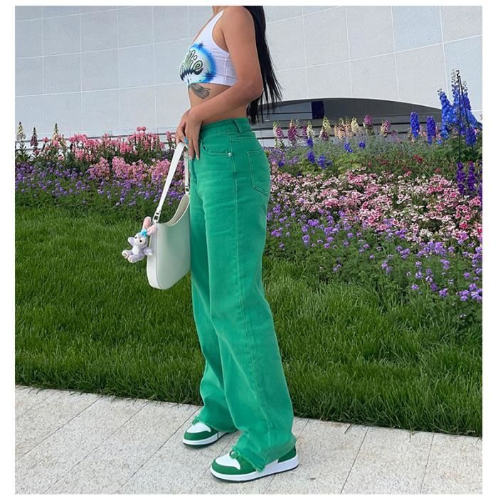 Jeans Jean Slim de Couleur Unie pour Maman et Fille Pantalon a Jambes Droites Vetement Streetwear Tendance Vert F379821346 C Blanc Cdiscount Pret a Porter