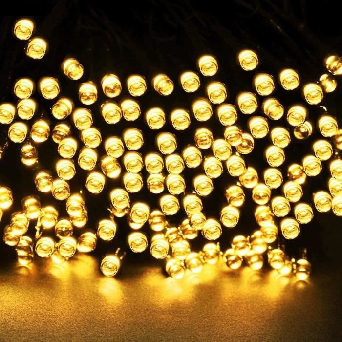 Guirlande Lumineuse Solaire Étanche Extérieur 100LED 17M Blanc Chaud RGB Décoration de Noël