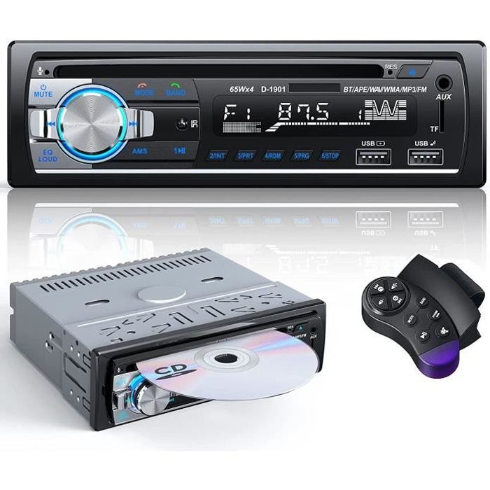 CD Autoradio Bluetooth Main Libre, CENXINY 4 x 65W RDS Poste Radio Voiture  Bluetooth 5.0 LCD avec Horloge, Supporte USB/AUX in FM/AM - Cdiscount Auto