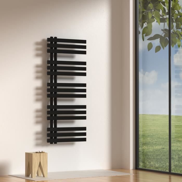 Radiateur sèche-serviettes Slidre acier 120 x 50 cm noir