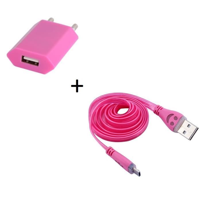 Pack Chargeur pour IPHONE 8 PLUS Lightning (Cable Smiley LED + Prise  Secteur USB) APPLE Connecteur - Couleur:ROSE BONBON