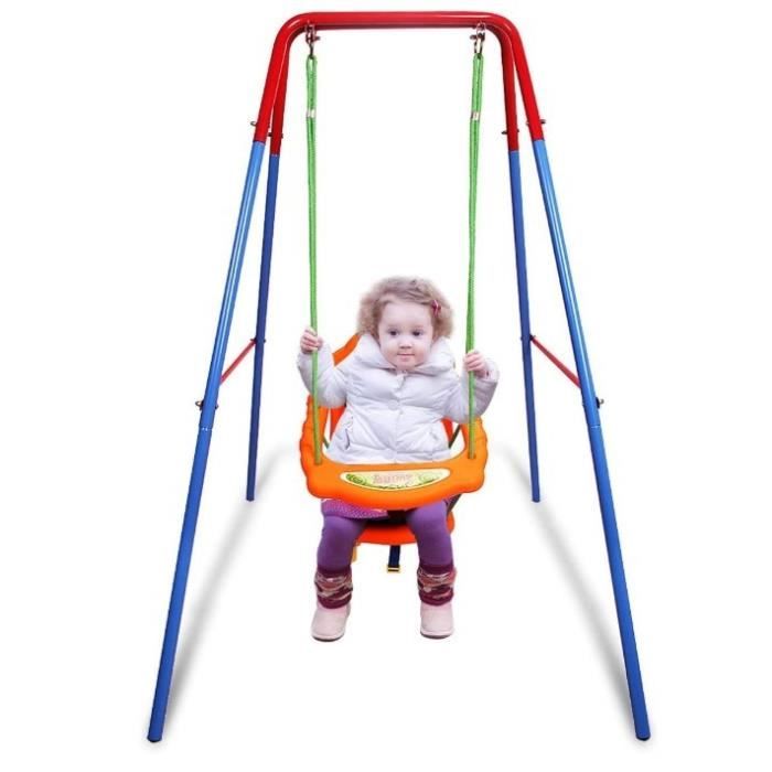OHMG PORTIQUE-Balançoire pour enfants 3-en-1 avec ceinture de sécurité 107*96*131cm