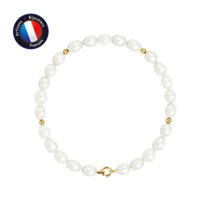 Bracelet - PERLINEA - Véritable Perle de Culture 4-5 mm - Or Jaune - Longueur 18 cm - Qualité AAA+ Bracelet - PERLINEA - Véritable Perle de Culture 4-5 mm - Or Jaune - Longueur 18 cm - Qualité AAA+