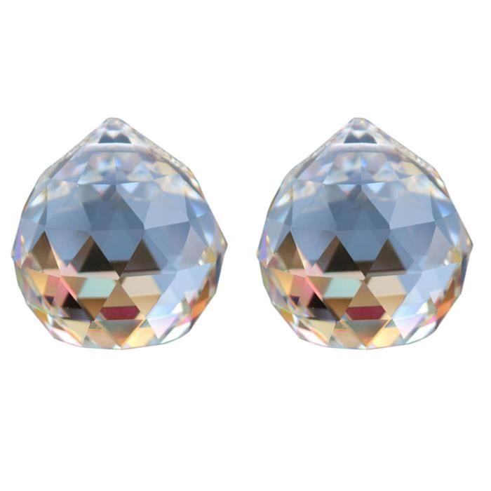2 pièces boules de cristal Feng Shui Suncatcher lustre cristaux pour  mariage perle rideau arbre de noël fenêtre PLAFONNIER - Cdiscount Maison