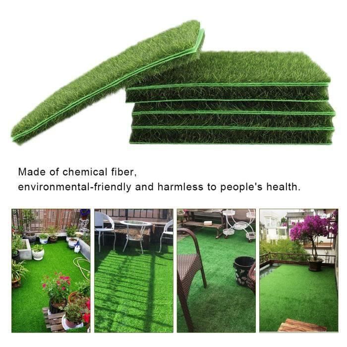 Tuiles D'herbe Artificielle 30x30 Cm - Gazon Synthétique épais, Auto-drainant, Pour Terrasse, Balcon, Décoration
