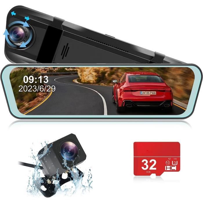 Dashcam Voiture Avant/Arrière JCPYIUL - 2K + 1080P - Double Caméra Avec Carte SD 32GB - Vision Nocturne Et Surveillance Parking