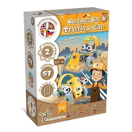 Jeu de Construction Mécanique - SCIENCE4YOU - VOITURE ET TRACTEUR A CONSTRUIRE - 56 Pièces - STEAM