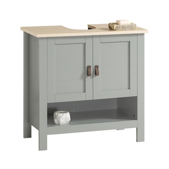 sobuy bzr69-hg meuble sous lavabo, meuble sous vasque avec 2 portes et 1 compartiment ouvert, 60 x 30 x 60 cm, gris