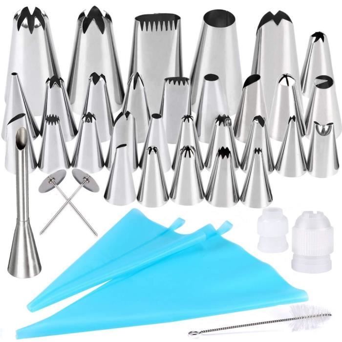 Soodyoow Kit Poche à Douille Professionnelle 6 Douilles Inox + Poche Silicone - Parfait Pour Pâtisserie