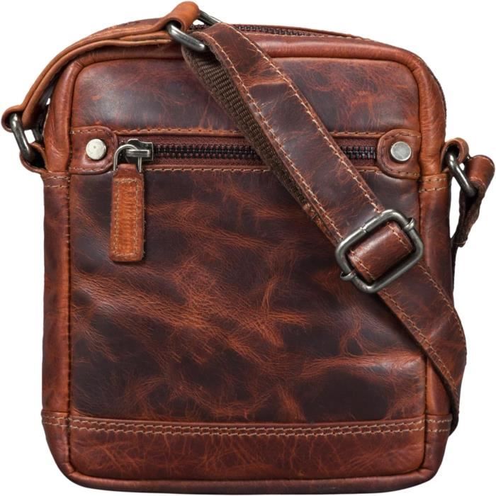 Sac Besace Vintage En Toile Bleu Beige - Taille Moyenne, Avec étiquettes, Parfait Pour Le Voyage
