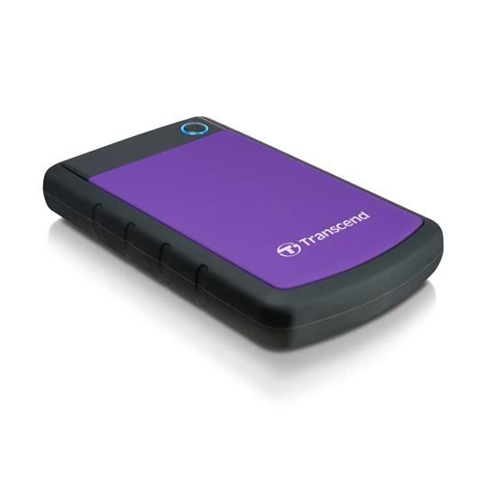 Disque dur portable TRANSCEND StoreJet 25H3P - 2 To - USB 3.0 - Antichoc - Noir/violet