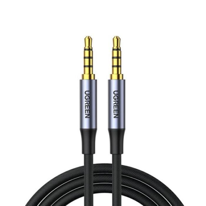 Câble AUX MOSWAG 2-en-1 USB-C Vers 3,5 Mm & 3,5 Mm Mâle/mâle – Nylon Tressé – 1m/2m/3m/4m (Noir)