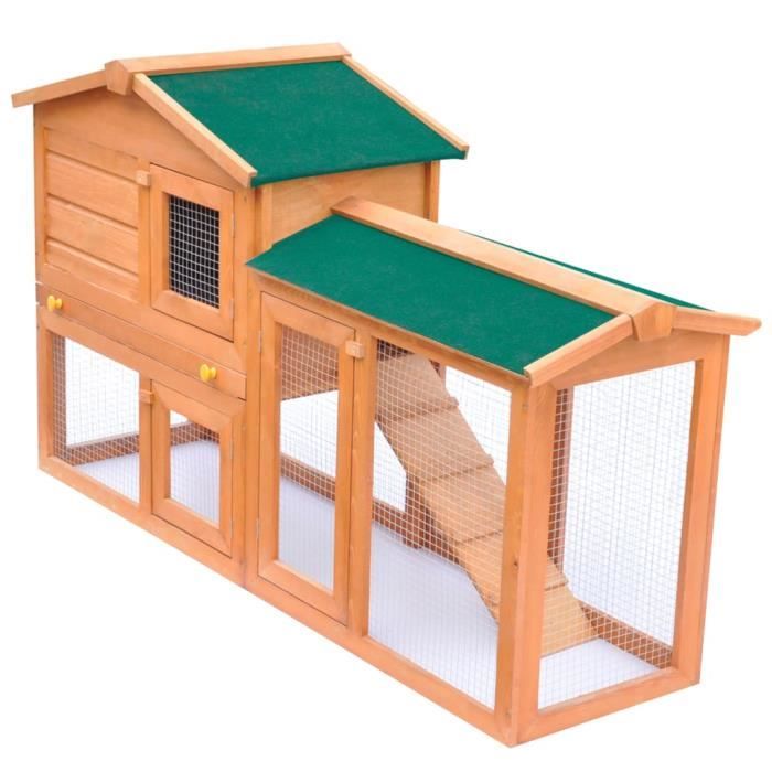Clapier - vidaXL - Grand Clapier dextérieur - Bois de sapin - Toit imperméable - Pour lapins