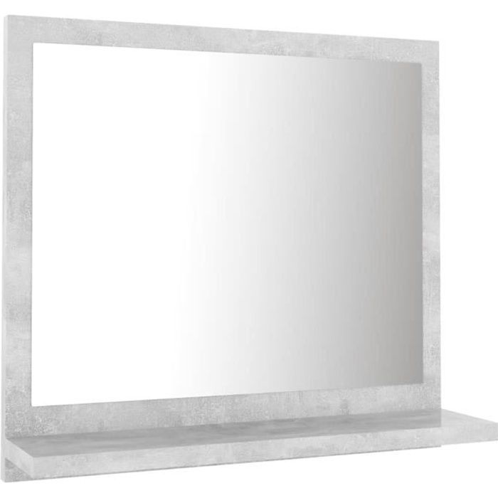 LIQ - Haute qualité Miroir de salle de bain Gris béton 40x10,5x37 cm Aggloméré Q15168