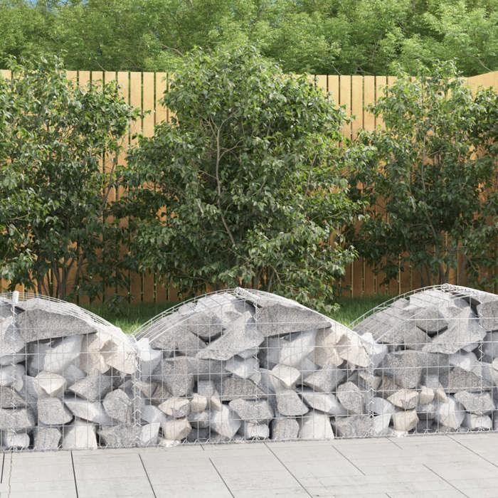 vidaXL Panier de Gabions Arqué Cage à Gabion Mur de Gabion Panier à Pierre Gabion pour Pierre Jardin Patio Extérieur 153426
