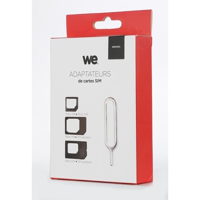 Kit Adaptateurs Carte SIM WE Nano Micro SIM Standard Pointe Aiguille Métal