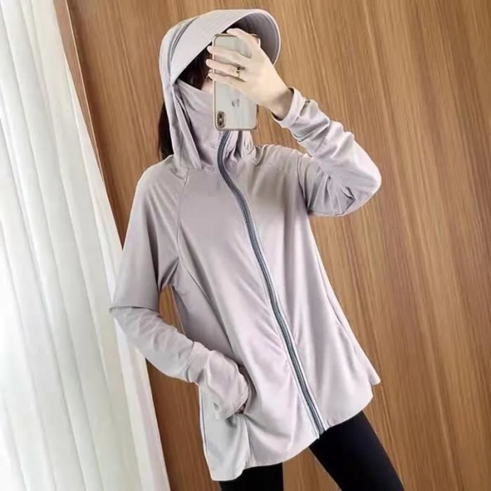 Grey L Vêtements de protection solaire UV pour femmes manteau fin à capuche  manches longues veste de prote,PROTECTION SOLAIRE CORPS - Cdiscount Au  quotidien