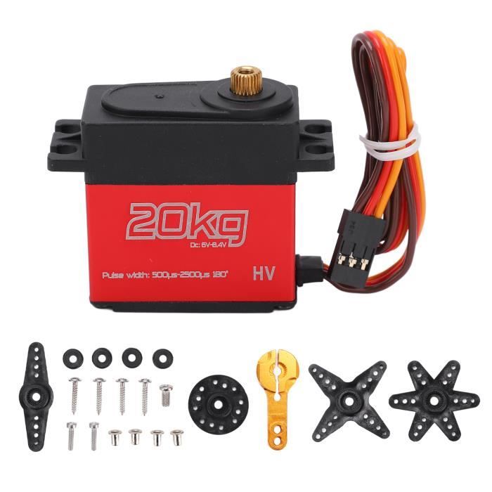 Zerone Servo 20KG pour voiture 1/8 1/10 RC Servo numérique à couple élevé, 20KG, bras en métal pour servomoteur numérique à