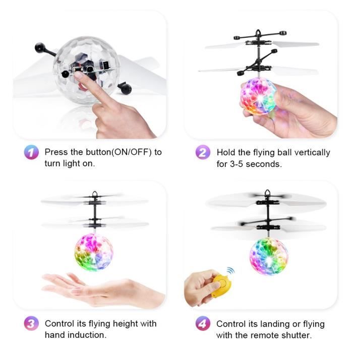 Boule volante avec télécommande Led Hélicoptère lumineux Safe Palm