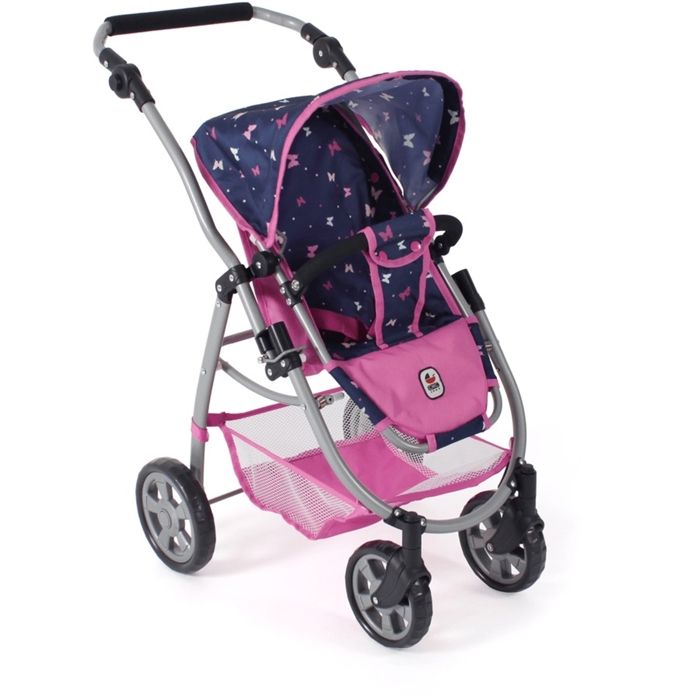 Poussette Combinée 3 En 1 Bayer Chic – Nacelle, Siège Auto Et Sport – Poignée Réglable 55-82 Cm – Pour Poupées Jusqu’à 52 Cm – Gris Rose