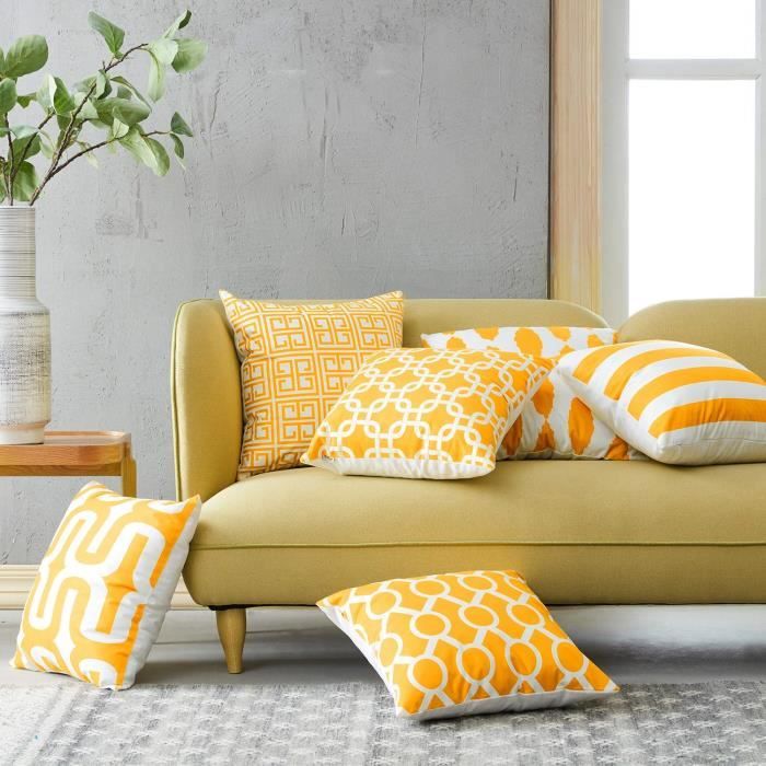 Lot De 2 Housses Coussin Velours Jaune 40x40cm - Décoration Salon Moderne Et Douceur Absolue | Style Scandinave