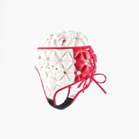 Casque De Rugby Gilbert Falcon 200 Junior – Rouge/blanc, Taille LB, Mousse à Cellules Fermées, Ventilation, Ajustement Par Lacets