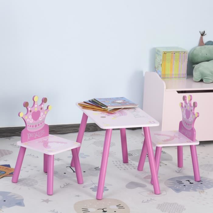 HOMCOM Ensemble Table et chaises Enfant Design scandinave Motif Ourson Bois  pin MDF Blanc : : Cuisine et Maison