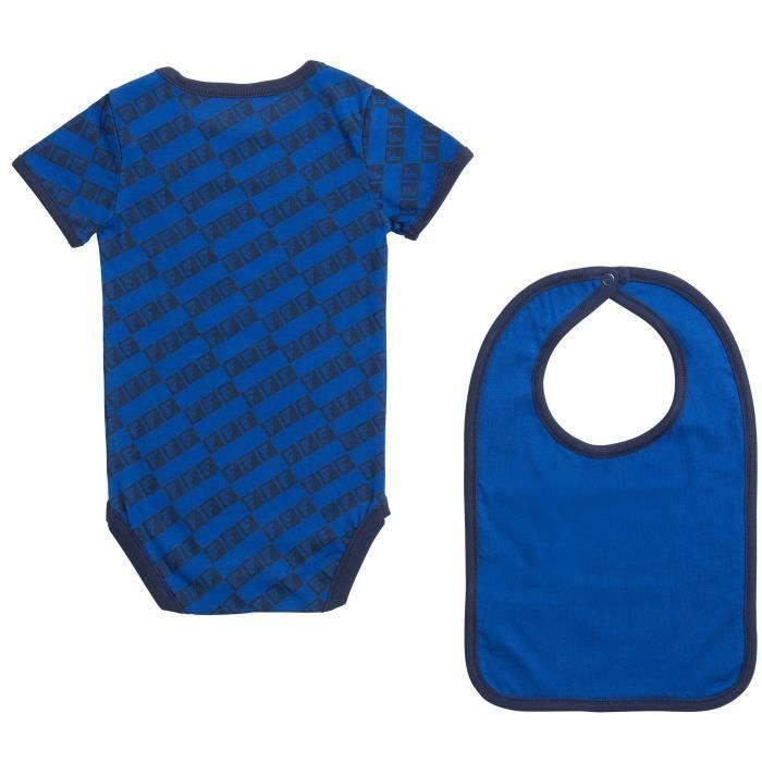 Lot Schiesser Bébé 3 Pièces : Body + Pantalon + Bavoir - Bleu Marin - T 68/74 à 104 - NEUF